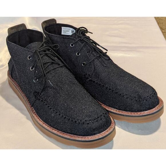 Toms Men's Chukka Boots Black Canvas Lace Up10012511 Size 13M - Picture 2 of 9